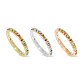 Multi Tourmaline Eternity Ring 14k Yellow Gold