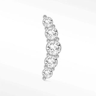 Flat Back Earring Diamond Croissant Pave Large 14k White