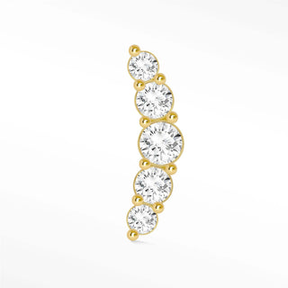 Flat Back Earring Diamond Croissant Pave Large 14k Yellow