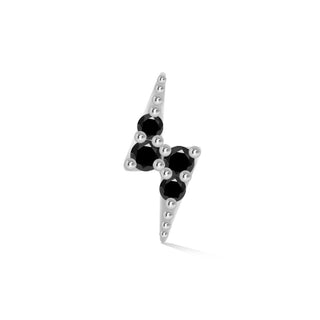Flat Back Earring Black Diamond Lightning Bolt Med 14k White