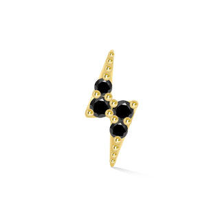 Flat Back Earring Black Diamond Lightning Bolt Med 14k Yellow