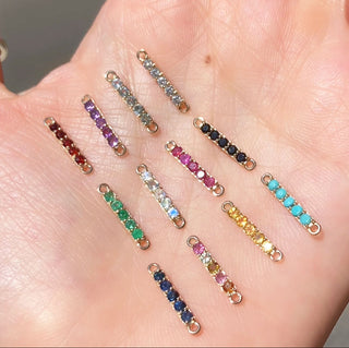 Wholesale Bar Natural Gemstone 11.5mm 14k Gold Connectors for Permanent Jewelry