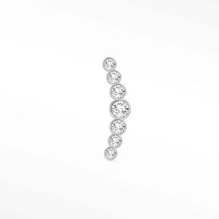 Flat Back Earring Diamond Bezel Croissant Med 14K White
