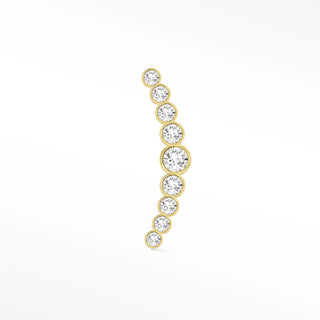 Flat Back Earring Diamond Bezel Croissant Large 14K Yellow