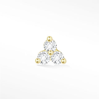 Diamond Flat Back Earring Small Trinity 14k Yellow - Nina Wynn