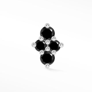 Flat Back Earring Black Diamond Southern Cross Small 14k White