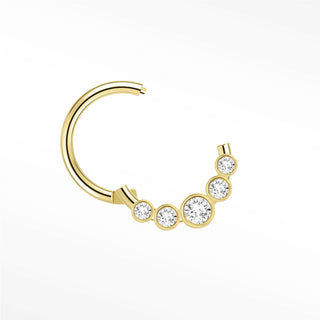 Diamond Round Bezel 16G Clicker 14k Yellow