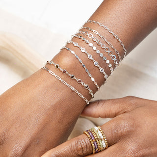 Hammer Drop Dainty 4.5mm 14k White Gold Chain Designer Line for Permanent Jewelry - Nina Wynn