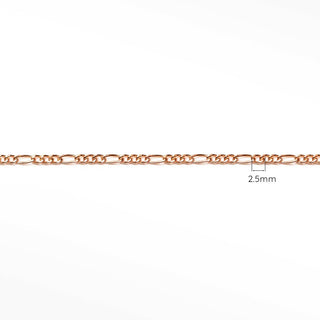 2.5mm Figaro Diamond Cut 14k Rose Gold Chain - Nina Wynn