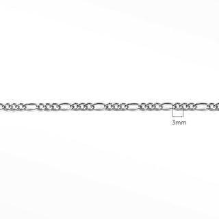 Wholesale Permanent Jewelry Figaro 3mm Diamond Cut Sterling Silver Rhodium Chain