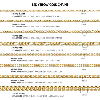 3mm Cuban Diamond Cut 14k Gold Chain - Nina Wynn