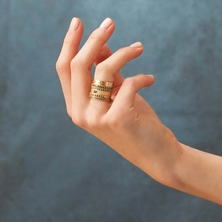 Diamond Cigar Band Ring 14k Gold