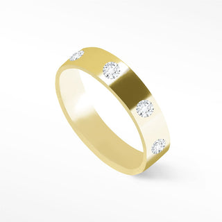 Diamond Cigar Band Ring 14k Gold