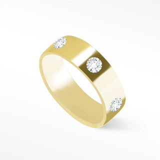 Diamond Cigar Band Ring 14k Gold