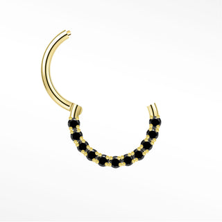 Clicker 16G Black Diamond Pave 14K Yellow