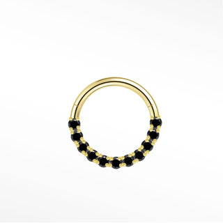 Clicker 16G Black Diamond Pave 14K Yellow