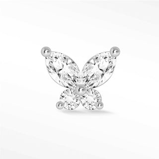 Moissanite Flat Back Earring Small Butterly 14k White - Nina Wynn