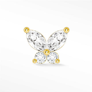 Moissanite Flat Back Earring Small Butterly 14k Yellow - Nina Wynn