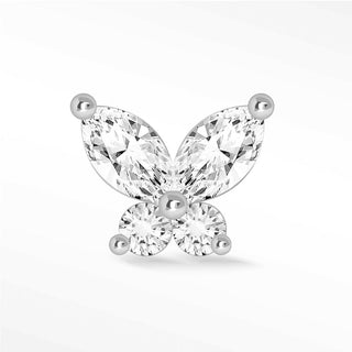 Moissanite Flat Back Earring Med Butterly 14k White - Nina Wynn
