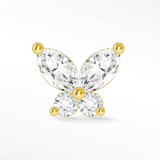 Moissanite Flat Back Earring Med Butterly 14k Yellow - Nina Wynn