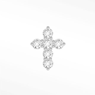 Flat Back Earring Diamond Cross Small 14K White