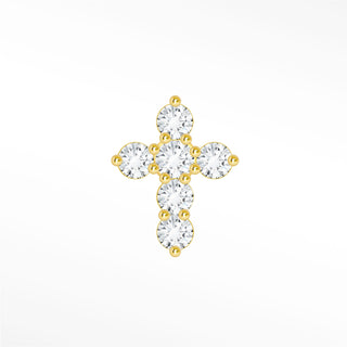 Flat Back Earring Diamond Cross Small 14K Yellow