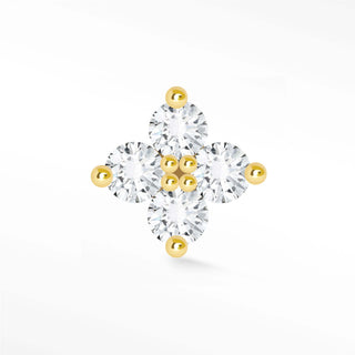 Diamond Flat Back Earring Small Clover 14k Yellow