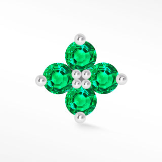 Emerald Flat Back Earring Clover 14k White