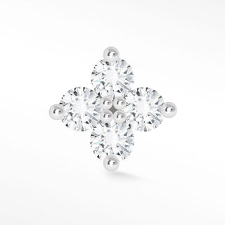 Diamond Flat Back Earring Clover 14k White