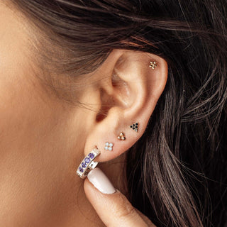 Diamond Flat Back Earring Clover 14k White - Nina Wynn