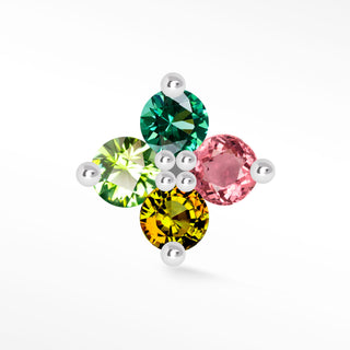 Tourmaline Flat Back Earring Clover 14k White