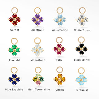 Clover Medium Natural Gemstone 14k Rose Gold Charms for Permanent Jewelry - Nina Wynn