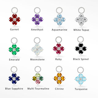 Wholesale Clover Medium Natural Gemstone Sterling Silver Charms for Permanent Jewelry
