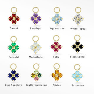 Wholesale Clover Medium Natural Gemstone 14k Yellow Gold Charms for Permanent Jewelry