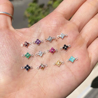 Wholesale Clover Medium Natural Gemstone Sterling Silver Charms for Permanent Jewelry