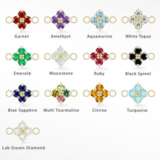 Wholesale Clover Medium Natural Gemstone 14k Yellow Gold Connectors for Permanent Jewelry