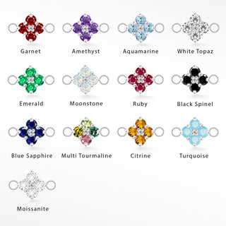 Wholesale Clover Medium Natural Gemstone Sterling Silver Connectors for Permanent Jewelry