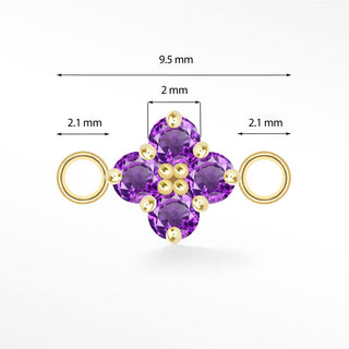 Wholesale Clover Medium Natural Gemstone 14k Yellow Gold Connectors for Permanent Jewelry
