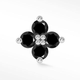 Flat Back Earring Black Diamond Clover Large 14k White