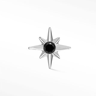 Flat Back Earring Black Diamond Shining Star X-Small 14k White