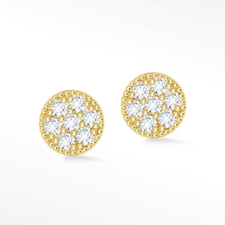 Glazed Donut Diamond 14k Yellow Gold Stud Earrings