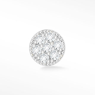 Flat Back Earring Diamond Glazed Donut Med 14k White