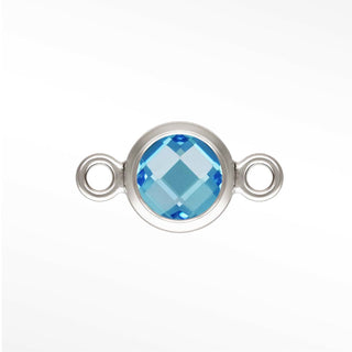 Round Bezel CZ 4mm Sterling Silver Connectors for Permanent Jewelry (pack of 4)