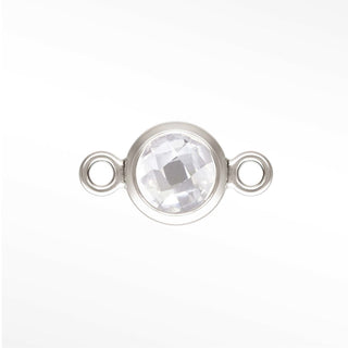Round Bezel CZ 4mm Sterling Silver Connectors for Permanent Jewelry (pack of 4)