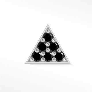 Flat Back Earring Black Diamond Pyramid Med 14k White