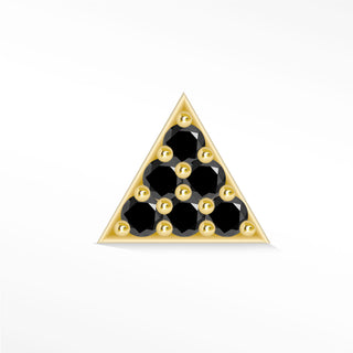 Flat Back Earring Black Diamond Pyramid Med 14k Yellow