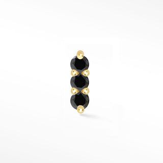 Black Diamond Flat Back Earring Small 3 Scones 14k Yellow