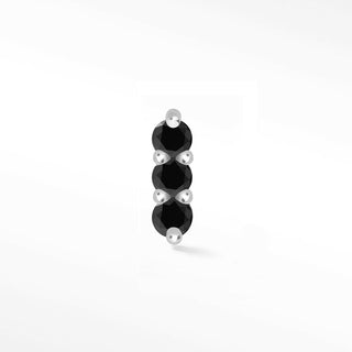 Black Diamond Flat Back Earring Small 3 Scones 14k White