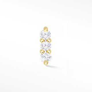 Diamond Flat Back Earring Small 3 Scones 14k Yellow - Nina Wynn