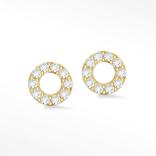 Donut Diamond 14k Yellow Gold Stud Earrings
